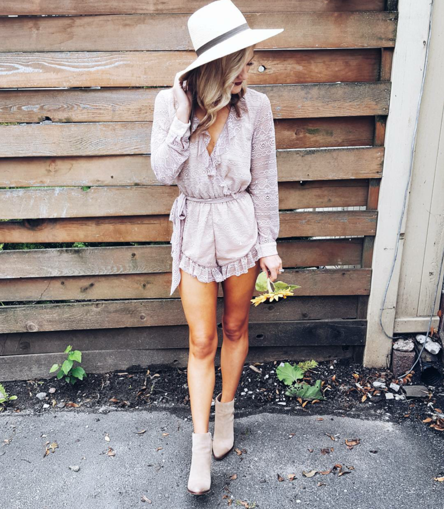 Blush Playsuit with Young Bohemians on Champagne + Macaroons